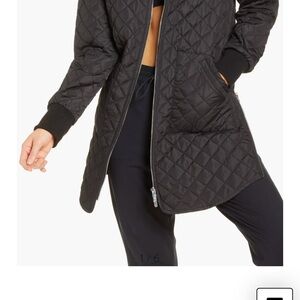 Zella Black Puffer Jacket with Diamond Quilting and Long Sleeves